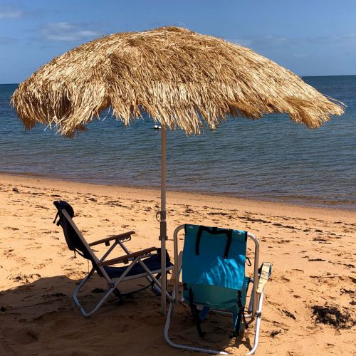 Beachkit Hula Thatch 210cm Tilting Beach Umbrella